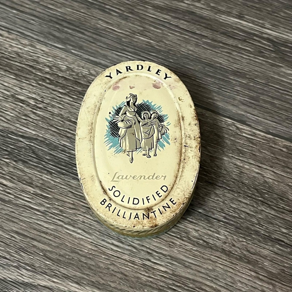 Vintage Yardley Lavender Fine Soap Empty Tin 2.25oz Solidified Brilliantine
